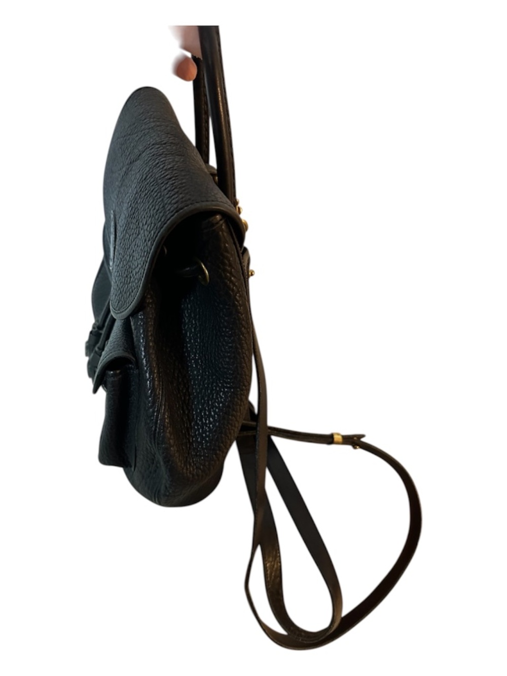 Dooney & Bourke Black Leather Backpack Pebbled Drawstring Tassel Bag - Picture 2 of 7
